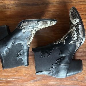 Dolce Vita Black + Python Tipped Booties